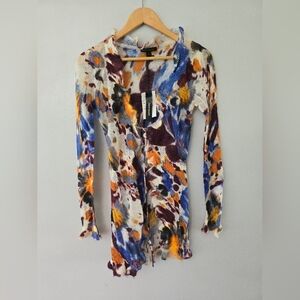 Peppe Peluso Cardigan Sweater L Art To Wear Phoebe Buffay Wool Mohair Ruffle Tie